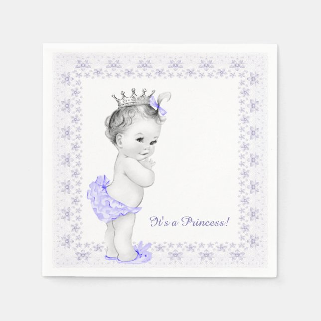 Serviette En Papier Baby shower princesse violet lavande (Devant)
