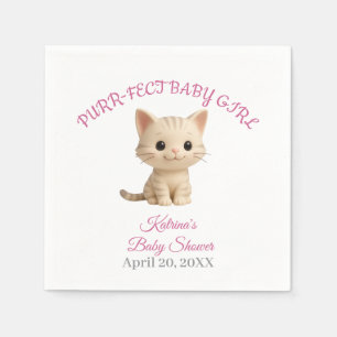 Serviette En Papier Baby shower Purr-fect bébé fille chaton