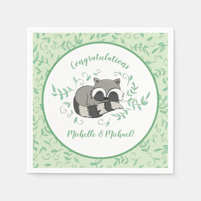 Serviette En Papier Baby shower Raccoon (Devant)