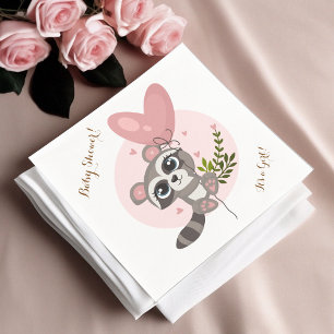Serviette En Papier Baby shower raccoon minimaliste Cute