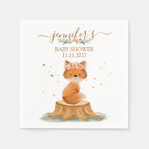 Serviette En Papier Baby Shower Renard Forêt Faune