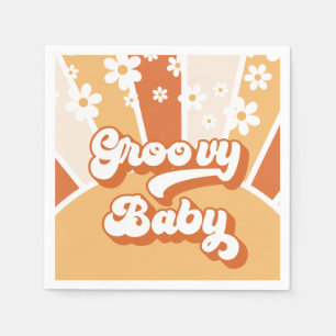 Serviette En Papier Baby Shower Rétro Groovy Baby Plein de Soleil