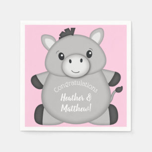 Serviette En Papier Baby shower rose âne