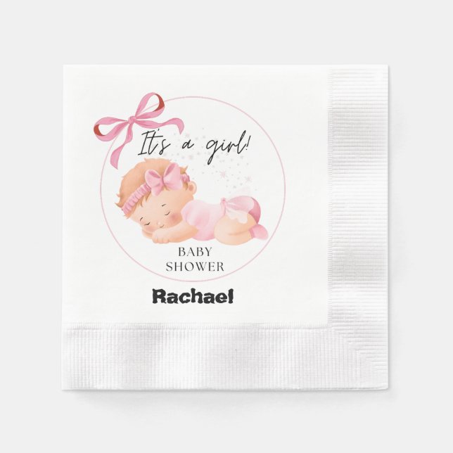 Serviette En Papier Baby shower rose, Baby Girl Douche (Devant)