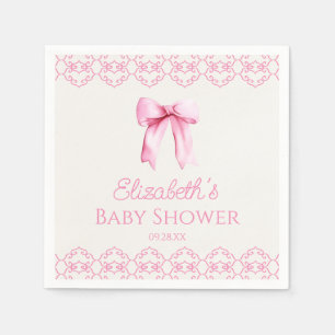Serviette En Papier Baby shower rose Coquette Bow