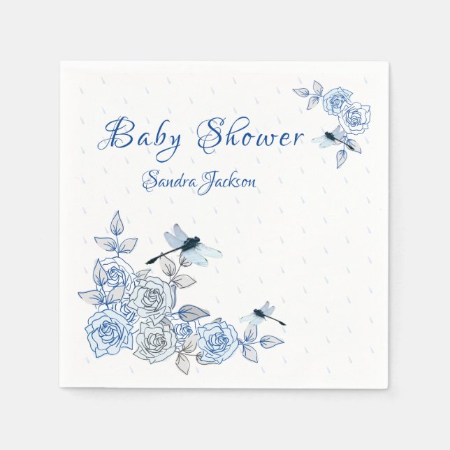 Serviette En Papier Baby shower Rose de dragonfly Boy (Devant)