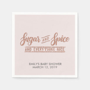 Serviette En Papier Baby shower rose de parties scintillantes d'or de