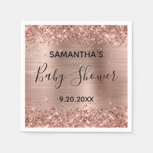 Serviette En Papier Baby shower Rose d'huile d'or