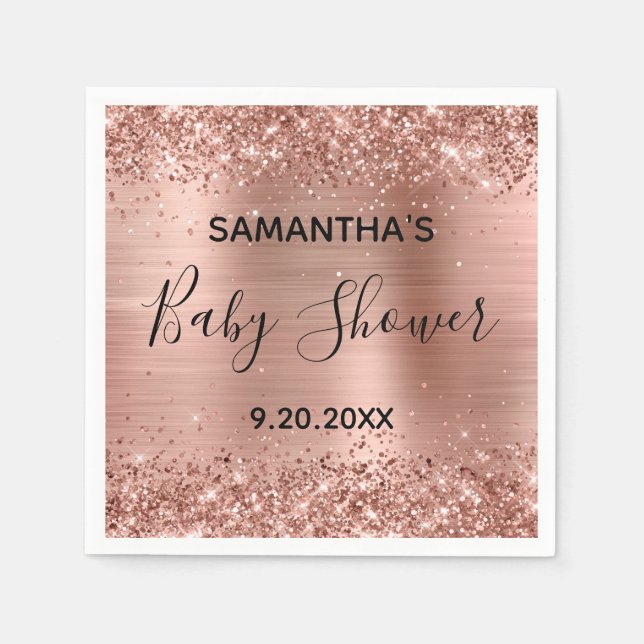 Serviette En Papier Baby shower Rose d'huile d'or (Devant)