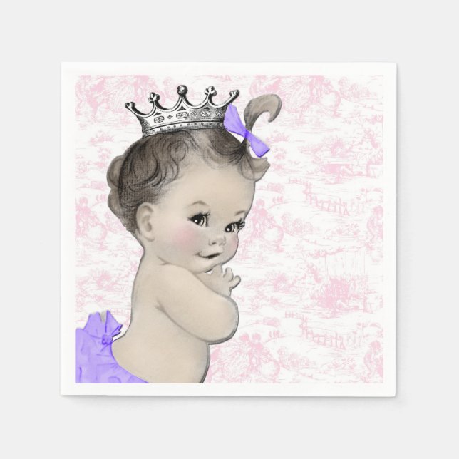 Serviette En Papier Baby shower rose et violet (Devant)