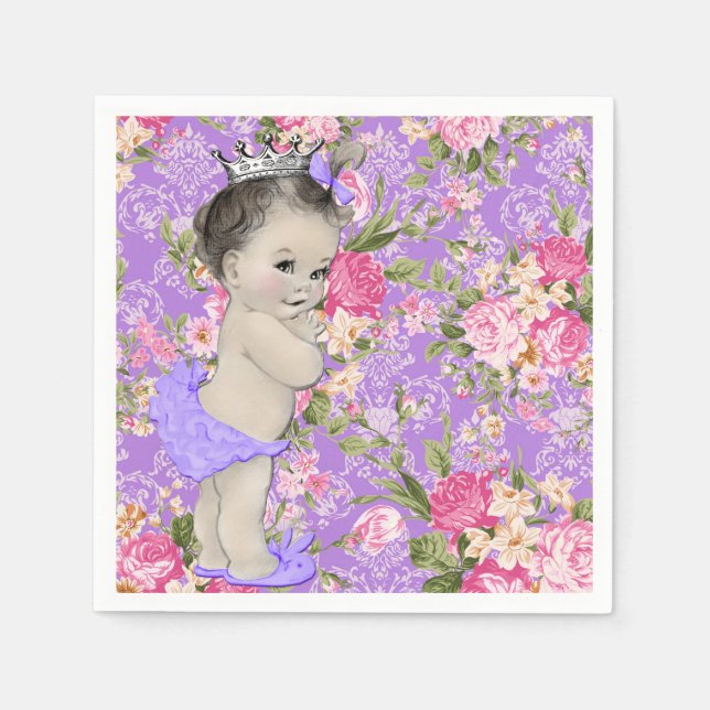 Serviette En Papier Baby shower rose et violet (Devant)