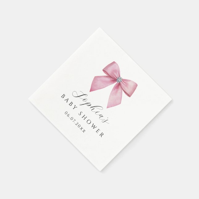 Serviette En Papier Baby-Shower Rose Fille  (Coin)
