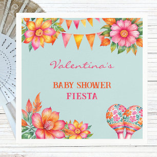 Serviette En Papier Baby shower rose Floral coloré Blue Fiesta