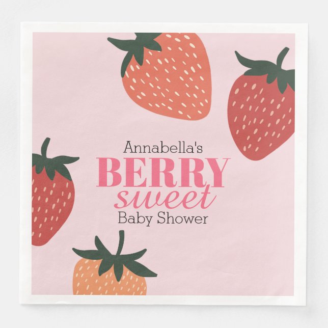 Serviette En Papier Baby Shower Rose Fruité Sucré (Devant)