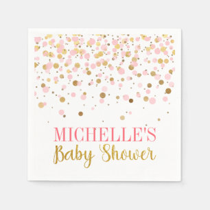 Serviette En Papier Baby shower rose moderne élégant de fille de