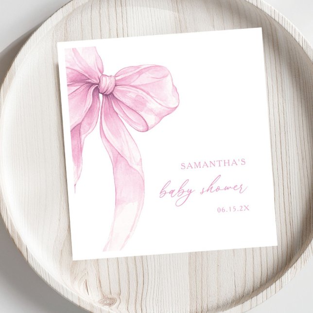 Serviette En Papier Baby Shower Rose Moderne Ruban (Créateur téléchargé)