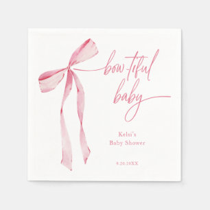 Serviette En Papier Baby shower rose pâle à l'aquarelle Bowtiful