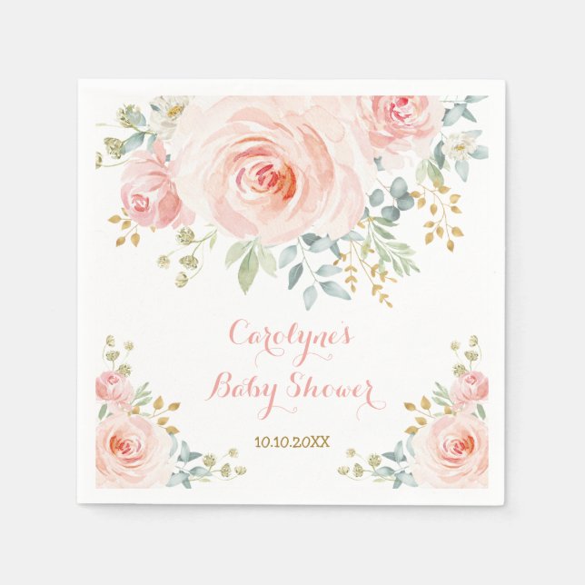 Serviette En Papier Baby shower Rose pastel rose pâle (Devant)