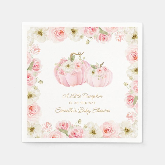 Serviette En Papier Baby shower rose petit Citrouille (Devant)