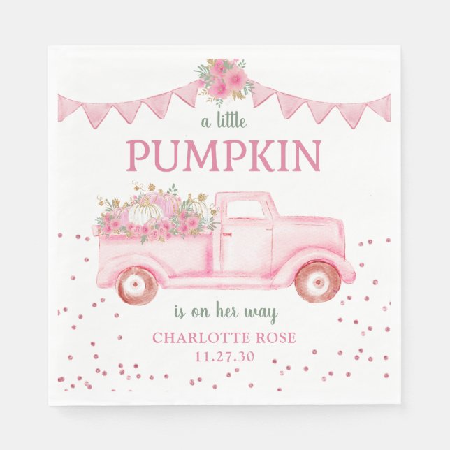 Serviette En Papier Baby shower rose petit Citrouille (Devant)
