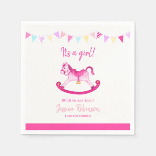 Serviette En Papier Baby shower rose rocking hobby cheval nom personna