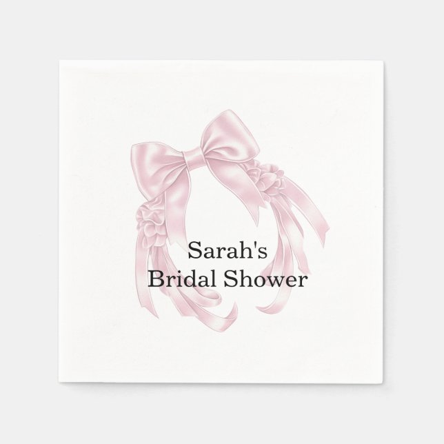 Serviette En Papier Baby Shower Rose Ruban  (Devant)