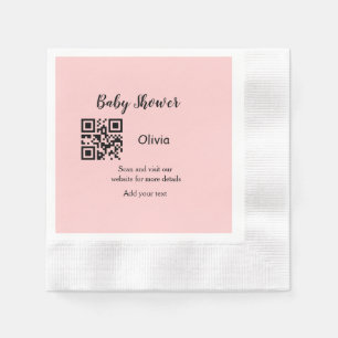 Serviette En Papier Baby shower rose simple q r code ajouter le texte