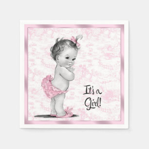 Serviette En Papier Baby-shower rose toile