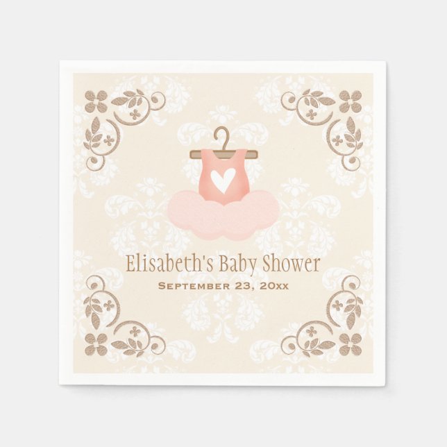 Serviette En Papier Baby shower rose Tutu Ballerina (Devant)