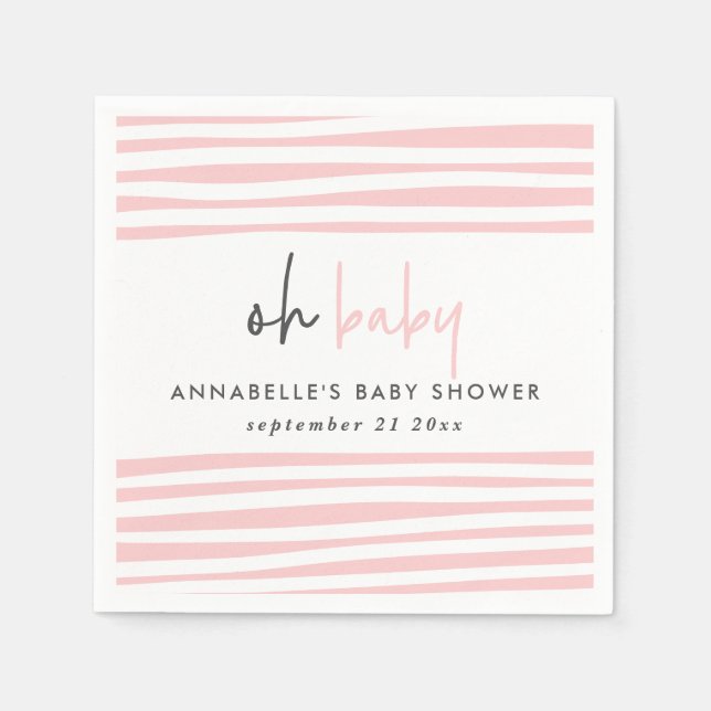 Serviette En Papier Baby shower rose typographie moderne (Devant)