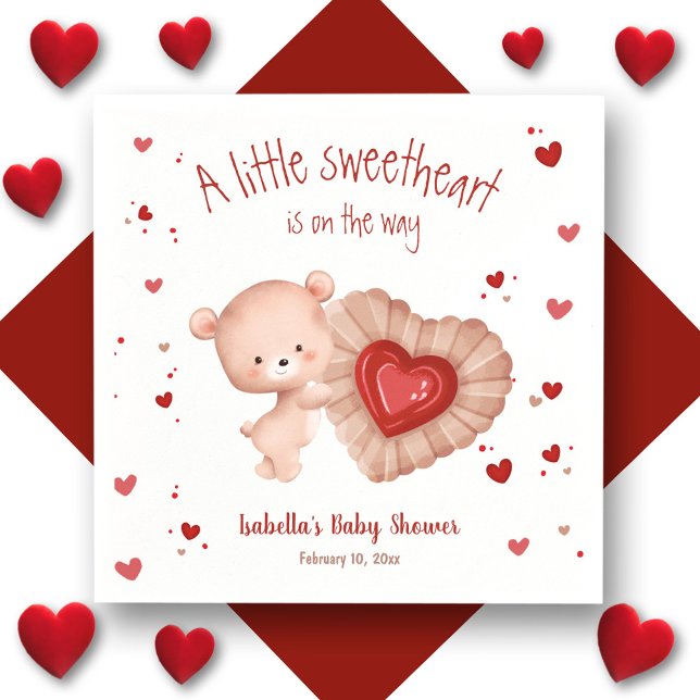 Serviette En Papier Baby shower rouge petit amoureux (Little Sweetheart Red Baby Shower Napkins)