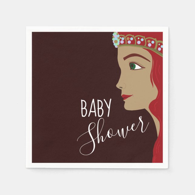 Serviette En Papier Baby shower rouge Princesse (Devant)