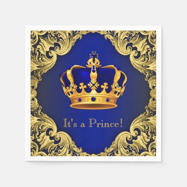 Serviette En Papier Baby shower Royal Blue Gold (Devant)