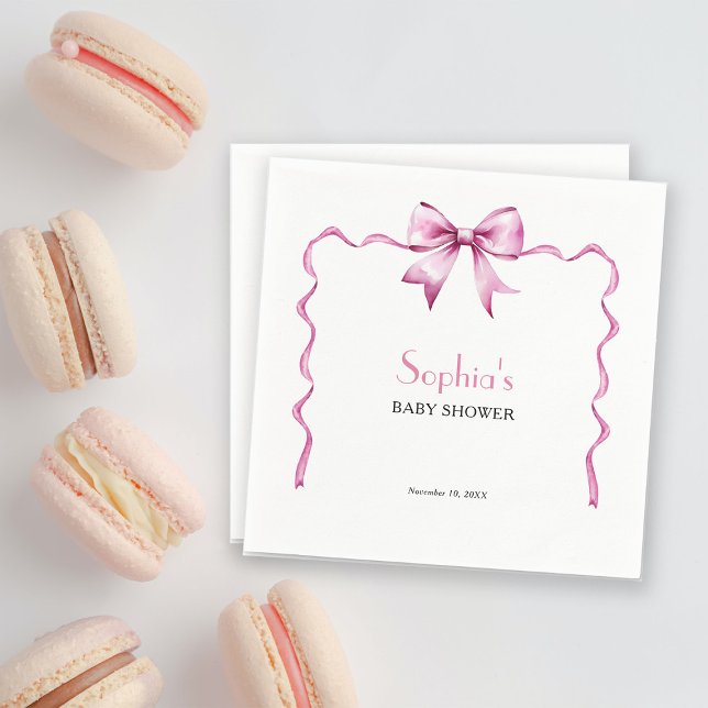 Serviette En Papier Baby-Shower Ruban à Arc-en-Ciel Rose (Créateur téléchargé)