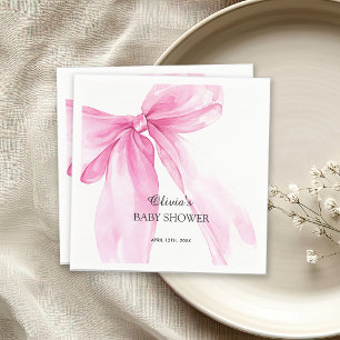 Serviette En Papier Baby Shower Ruban Arc-en-ciel Rose