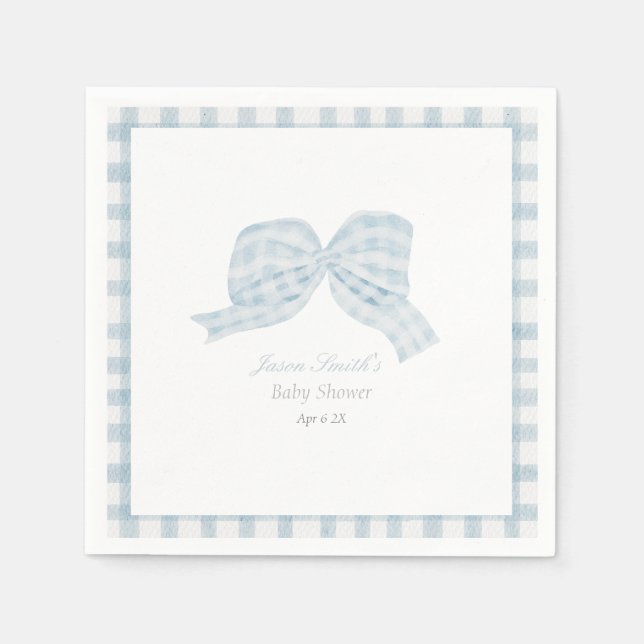 Serviette En Papier Baby shower ruban bleu mou (Devant)