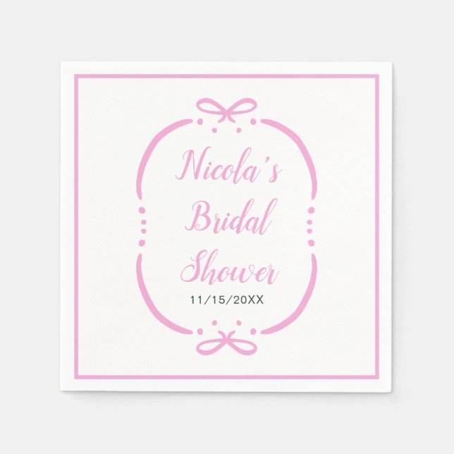 Serviette En Papier Baby Shower Ruban Rose (Devant)