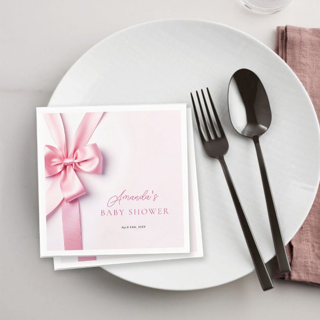 Serviette En Papier Baby Shower Ruban Rose (Créateur téléchargé)