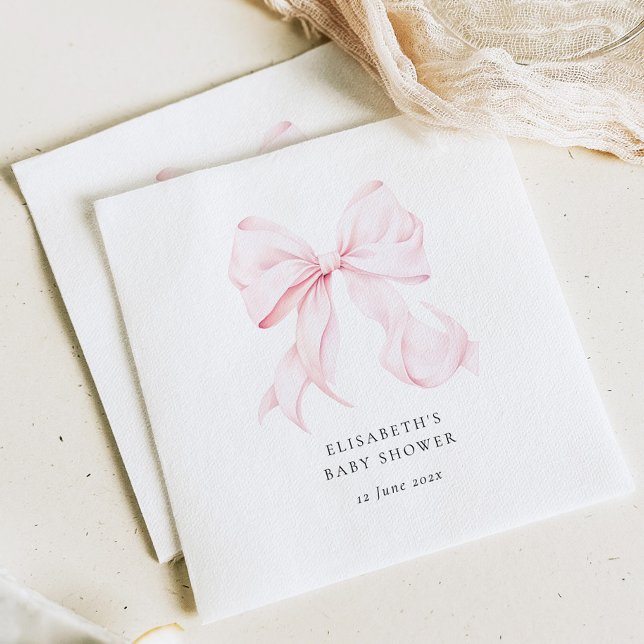 Serviette En Papier Baby Shower Ruban Rose  (Créateur téléchargé)