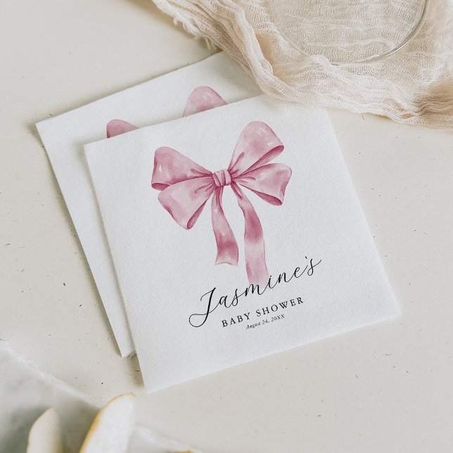 Serviette En Papier Baby Shower Ruban Rose (Créateur téléchargé)