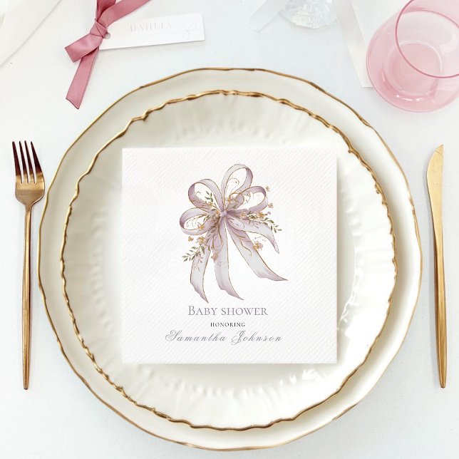 Serviette En Papier Baby shower ruban violet coquette (Créateur téléchargé)