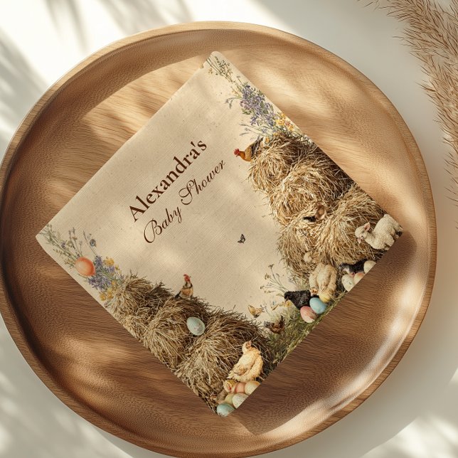 Serviette En Papier Baby shower Rustique Barnyard Farm Animaux (Créateur téléchargé)