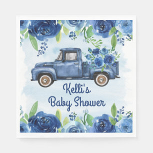 Serviette En Papier Baby shower Rustique Blue VINTAGE Truck