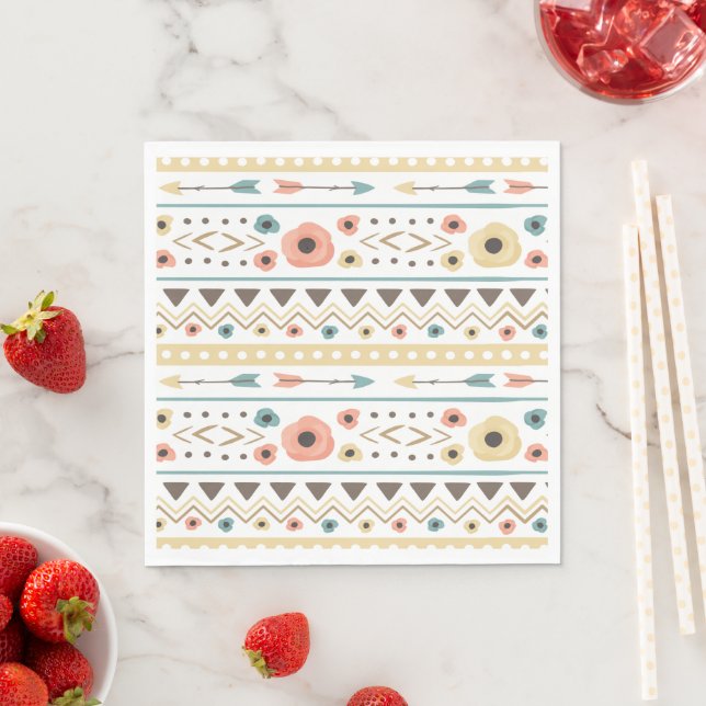 Serviette En Papier Baby Shower Rustique Bohème (En situation)