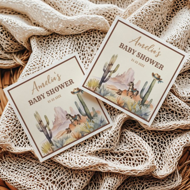 Serviette En Papier Baby Shower Rustique Boho Wild West Garçon (Créateur téléchargé)