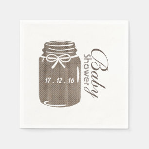 Serviette En Papier Baby shower rustique Burlap Mason Jar