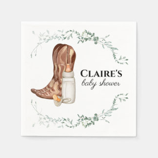 Serviette En Papier Baby shower Rustique Cowgirl Personnalisé Napkin