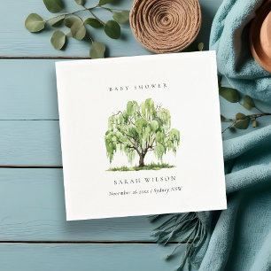 Serviette En Papier Baby shower rustique d'arrosage vert