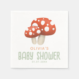 Serviette En Papier Baby shower rustique de champignons de bois