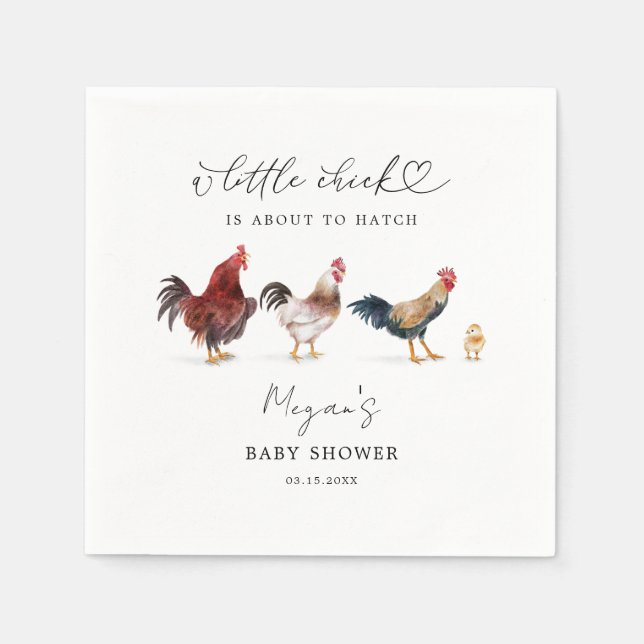 Serviette En Papier Baby shower rustique de poulet (Devant)